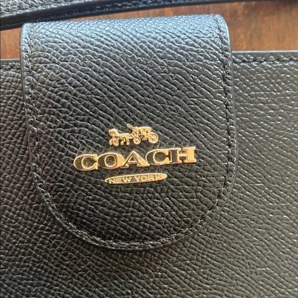 Coach Black Wallet with Wristlet Gold Accents - Picture 3 of 7